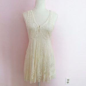 free people white lace mesh embroidered dress